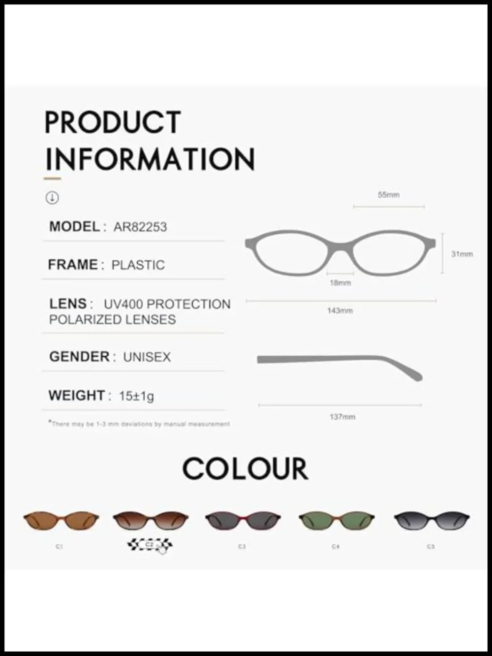 Retro Oval Polarized Sunglasses 90s Y2K Narrow Cat Eye UV Protection